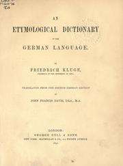 Cover of: Etymological dictionary of the German language