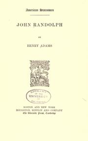 Cover of: John Randolph by Henry Adams