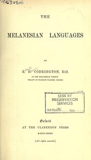 Cover of: The Melanesian languages. by Robert Henry Codrington