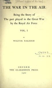 Cover of: The war in the air by Sir Walter Alexander Raleigh