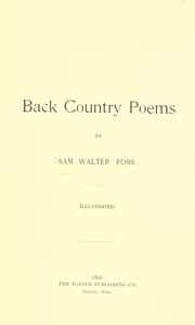 Cover of: Back country poems by Sam Walter Foss
