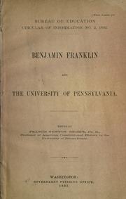 Cover of: Benjamin Franklin and the University of Pennsylvania.