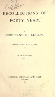 Cover of: Recollections of forty years by Ferdinand de Lesseps