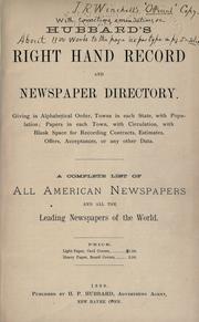 Cover of: Hubbard's right hand record and newspaper directory by 