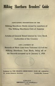 Milking shorthorn breeders' guide by Milking Shorthorn Club of America.