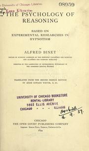 Cover of: The psychology of reasoning, based on experimental researches in hypnotism by Alfred Binet