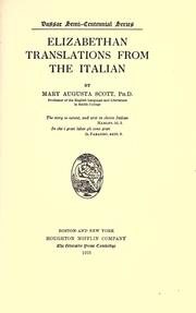 Cover of: Elizabethan translations from the Italian by Scott, Mary Augusta.
