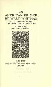 An American primer by Walt Whitman