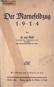 Cover of: Der Marnefeldzug 1914. by Hermann Joseph von Kuhl