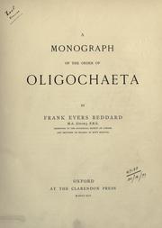 Cover of: monograph of the order of Oligochaeta