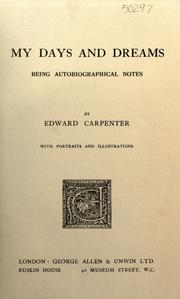 Cover of: My days and dreams by Edward Carpenter