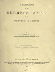 Cover of: A catalogue of the Burmese books in the British Museum