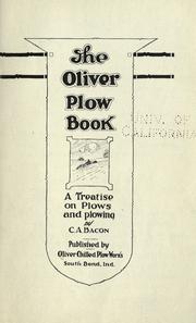 Cover of: The Oliver plow book by Charles Allen Bacon