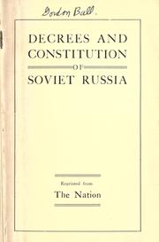 Cover of: Decrees and constitution of Soviet Russia...