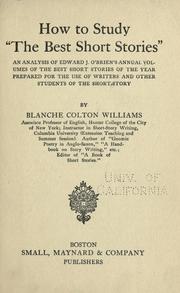 Cover of: How to study "The Best short stories" by Blanche Colton Williams