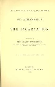 Cover of: St. Athanasius on the incarnation