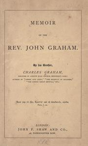 Cover of: Memoir of the Rev. John Graham. by Graham, Charles.