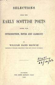 Cover of: Selections from the early Scottish poets, with introd., notes and glossary.