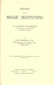 Cover of: Studies in the Mosaic institutions