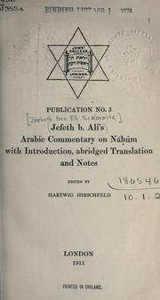 Cover of: Arabic commentary on N©Æah©Æum: with introduction, abridged translation and notes