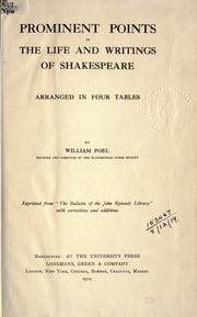 Cover of: Prominent points in the life and writings of Shakespeare.: Arranged in four tables.