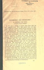 Cover of: Psychology and psychiatry