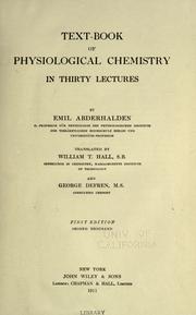 Cover of: Text-book of physiological chemistry in thirty lectures by Abderhalden, Emil