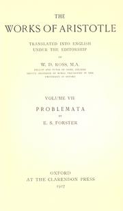 Cover of: The works of Aristotle by translated into English under the editorship of W. D. Ross.