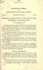 Cover of: External characters of the bats of the subfamily Glossophaginae. by Sanborn, Colin Campbell