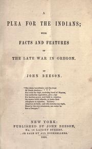 Cover of: A plea for the Indians by John Beeson