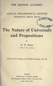 Cover of: The nature of universals and propositions