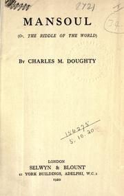 Mansoul by Charles Montagu Doughty