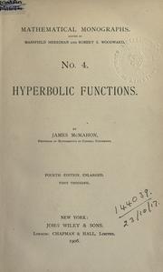 Cover of: Hyperbolic functions.