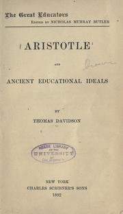 Cover of: Aristotle and ancient educational ideals by Thomas Davidson