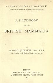 A hand-book to the British mammalia by Richard Lydekker