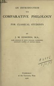 Cover of: An introduction to comparative philology.