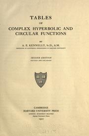Cover of: Tables of complex hyperbolic and circular functions