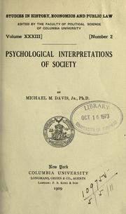 Psychological interpretations of society by Davis, Michael Marks