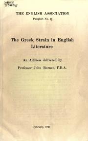 Cover of: The Greek strain in English literature: an address.