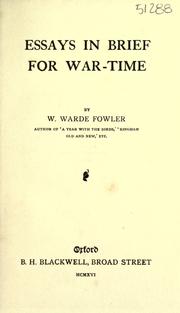 Cover of: Essays in brief for war-time
