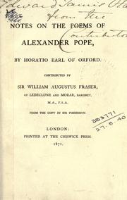 Notes on the poems of Alexander Pope by Horace Walpole