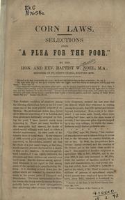 Cover of: Corn laws: selections from "A plea for the poor".