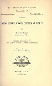 Cover of: New birds from central Peru by Zimmer, John Todd