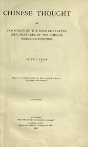 Cover of: Chinese thought by Paul Carus