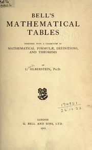 Cover of: Bell's mathematical tables by Silberstein, Ludwik