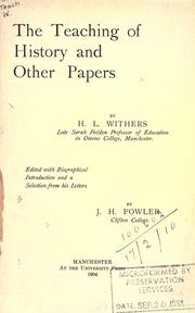 Cover of: The teaching of history and other papers