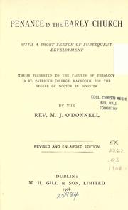 Cover of: Penance in the early church by O'Donnell, Michael J.