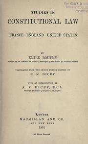 Cover of: Studies in constitutional law. by Emile Gaston Boutmy