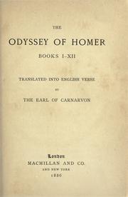 Cover of: The Odyssey of Homer, books I-XII
