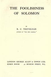 Cover of: The foolishness of Solomon